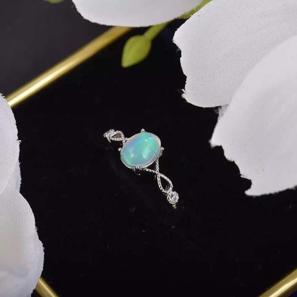 Authentic Ethiopian Opal Ring Silver, Adjustable Natural Gemstone Ring - Picture 3 of 4